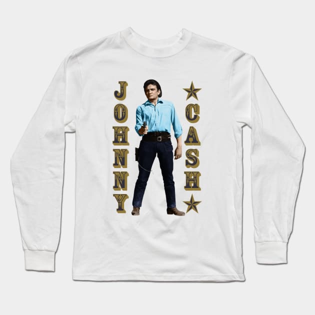Johnny Cash - The Country Music Outlaw Long Sleeve T-Shirt by PLAYDIGITAL2020